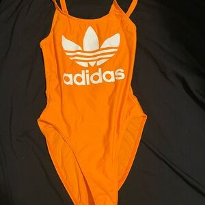 adidas Orange One-Piece Swimsuit with White Trefoil